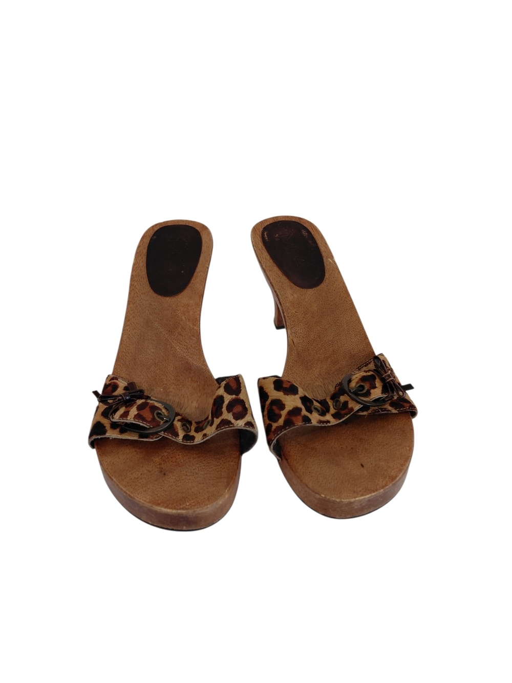 MIA Leopard Print Slide Mules in Brown